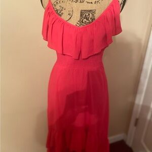 Elegant Red Ruffle Dress